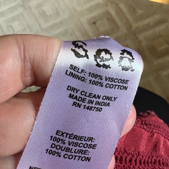 Sea New York azzedine dress red bohemian embroidered smocked drop waist pin tuck - Picture 7 of 9